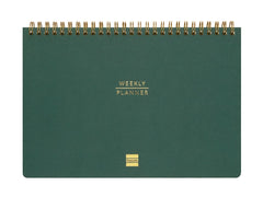 Finocam Haiku Planificador sin Fechar - Internacional - Semana Vista Vertical - 240x165mm - Tapa Dura - Papel de 95g/m2 - 57 Semanas - Espiral Metalica - Color Verde