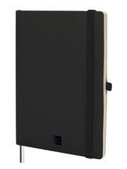 Finocam Nexo Cuaderno de Tapa Blanda - 72 Hojas - Formato A5 - 148x210mm - Papel Crema de 80g/m2 - Liso - Bolsillo Interior - Cierre con Goma - Hojas Microperforadas - Color Negro