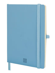 Finocam Nexo Cuaderno de Tapa Blanda - 72 Hojas - Formato A5 - 148x210mm - Papel Crema de 80g/m2 - Liso - Bolsillo Interior - Cierre con Goma - Hojas Microperforadas - Color Azul Celeste