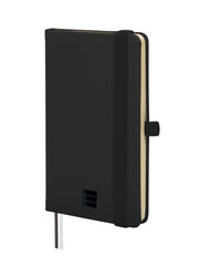 Finocam Nexo Cuaderno de Tapa Dura - 72 Hojas - 90x150mm - Papel Crema de 80g/m2 - Liso - Bolsillo Interior - Cierre con Goma - Hojas Microperforadas - Color Negro