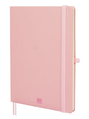 Finocam Nexo Cuaderno de Tapa Dura - 72 Hojas - Formato B5 - 176x250mm - Papel Crema de 80g/m2 - Liso - Bolsillo Interior - Cierre con Goma - Hojas Microperforadas - Color Rosa