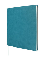 Finocam Event Libro de Visitas para Firmar - 80 Hojas - 250X250mm - Papel Marfil de 120g/m2 - Cubierta Sintetica de Imitacion Piel - Color Azul