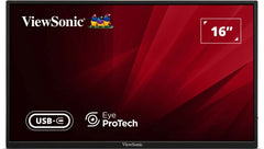 ViewSonic VA1650 Monitor Portatil 16" IPS FHD 60Hz - Respuesta 7ms - Altavoces 2W - HDMI, USB-C - VESA 75x75 mm - Color Negro