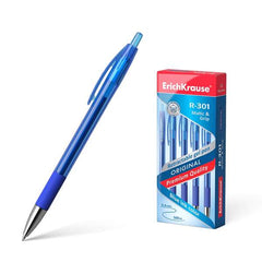Erichkrause R-301 Original Gel Matic&Grip Stylo Gel Rétractable - Pointe 0,5mm - Encre Gel à Séchage Rapide - Corps Transparent - Couleur Bleu
