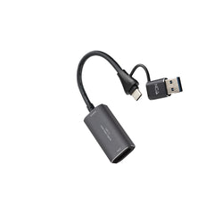 Nanocable Capturadora de Video - HDMI 4K Hembra - USB-C Macho - Adaptador USB-A - Multisistema - Color Gris Oscuro
