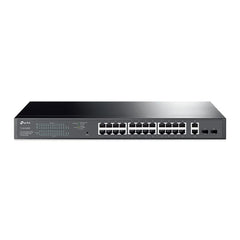 TP-Link TL-SG1428PE Switch 28 Puertos - Gestionado - 24xRJ45 PoE+ 1Gbps - 2xRJ45 1Gbps - 2xSFP 1Gbps - Soporta QOS - Recuperacion Automatica - 2 Ventiladores Internos - Color Negro