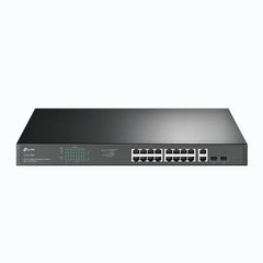 TP-Link TL-SG1218MP Switch 20 Puertos - No Administrado - 16xRJ45 PoE 1Gbps - 2xRJ45 1Gbps - 2xSFP - Soporta QOS - 2 Ventiladores Internos - Plug and Play - Carcasa Metalica - Color Negro