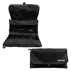 Dohe Vibes Portatodo Doble - Solapa con Bolsillo Interior - Cremallera - Ventanas Transparentes - Poliester - 22x11x6cm - Color Negro
