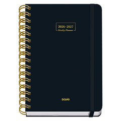 Dohe Premium Agenda Escolar 26/27 - Formato A5 - Semana Vista - Papel Offset Ahuesado 80g - Cubierta de Carton Plastificado - Espiral Metalica Doble - Goma - 15x21x2cm - Color Negro