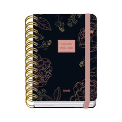 Dohe Premium Noir Agenda Escolar 26/27 - Formato A6 - Dia Pagina - Papel Offset Ahuesado 80g - Cubierta de Carton Plastificado - Espiral Metalica Doble - Goma - 12x17x3cm - Color Negro