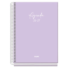 Dohe Basic Serenity Agenda Escolar 26/27 - Formato A5 - Semana Vista - Papel Offset Ahuesado 70g - Cubierta de Carton Plastificado - Espiral Metalica - Goma - 15x21x2cm - Color Morado