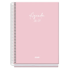 Dohe Basic Serenity Agenda Escolar 26/27 - Formato A5 - Dia Pagina - Papel Offset Ahuesado 70g - Cubierta de Carton Plastificado - Espiral Metalica - Goma - 15x21x4cm - Color Rosa