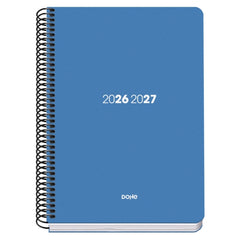 Dohe Basic Element Agenda Escolar 26/27 - Formato A5 - Dia Pagina - Papel Offset Ahuesado 70g - Cubierta de Carton Plastificado - Espiral Metalica - Goma - 15x21x4cm - Color Azul