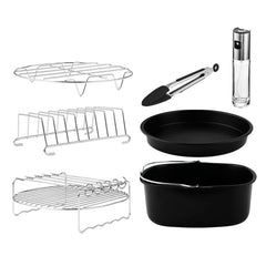 Cecotec Cecofry Pack de 8 Accesorios para Freidora de Aire hasta 6.5L - Superficie Antiadherente - Apto para Lavavajillass - Libre de BPA - Color Surtido
