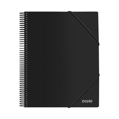Dohe Carpeta con 30 Fundas Tamaño A4 - Tapa de Polipropileno Opaco 800 Micras - Fundas Transparentes 80 Micras - Espiral de Plastico Color y Gomas Elasticas a Juego