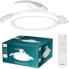 Philips Bliss DC Fan Ceiling Ventilador de Techo con Luz LED Hasta 6500K - Aspas Retractiles - 35W Ventilador + 28W Luz - Mando a Distancia - Color Blanco