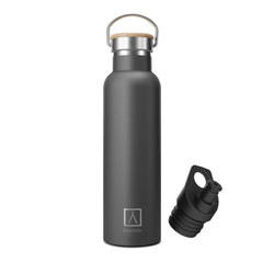 Numada Mibbot Botella Termica - Capacidad de 600ml - Tapon Deportivo - Bolsa de Neopreno - 5 Capas - Libre de BPA - Boca Ancha - Cierre Estanco - 26.2x7.1cm - Color Negro