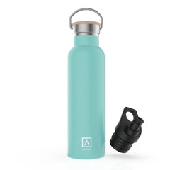 Numada Mibbot Mint Botella Termica - Capacidad de 600ml - Tapon Deportivo - Bolsa de Neopreno - 5 Capas - Libre de BPA - Boca Ancha - Cierre Estanco - 26.2x7.1cm - Color Menta