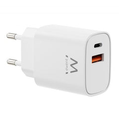 Ewent EW1326 Cargador GaN 30W - 1xUSB-C PD3.0 QC3.0 - 1xUSB-A QC3.0 - Color Blanco