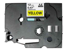 Brother TZe631 Fita Laminada Genérica de Etiquetas - Texto preto sobre fundo amarelo - Largura 12mm x 8 metros