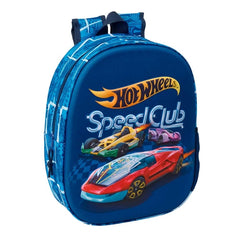 Safta Hot Wheels Mochila 3D - Portabotellas - Hombreras Acolchadas - Asa de Mano Superior - 27x33x10cm - Color Azul Marino