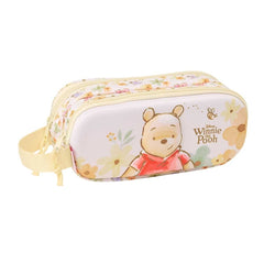 Safta Winnie the Pooh Portatodo 3D - 2 Compartimentos con Cremallera - Asa Lateral - Capacidad 1L - 21x8x6cm - Color Amarillo Pastel