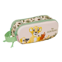 Safta el Rey Leon Portatodo 3D - 2 Compartimentos con Cremallera - Asa Lateral - Capacidad 1L - 21x8x6cm - Color Melocoton Claro