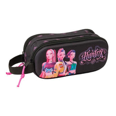 Safta K-Pop Demon Hunters Estojo 3D - 2 Compartimentos com Fecho de Correr - Pega Lateral - Capacidade 1L - 21x8x6cm - Cor Preto