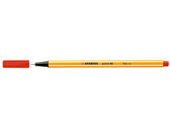 Stabilo Point 88 Rotulador de Punta Fina de Fibra - Trazo de 0.4 mm - Tinta con Base de Agua - Color Rojo