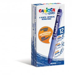 Carioca Oops Boligrafo Borrable Retractil - Tinta Termo Sensible - Empuñadura Ergonomica Triangular - Punta de Ø 0.7mm - Recambios Compatibles - Color Azul