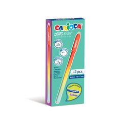 Carioca Oops Easy Boligrafo Borrable con Punta de Ø 0.7mm - Tinta Termo Sensible - Cuerpo con Efecto Degradado - Doble Goma - Color Rojo