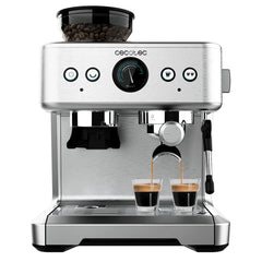 Cecotec Power Espresso 20 Barista Maestro Cafetera Espresso - Potencia 2250W - Capacidad 250g - Presion 20bar - Vaporizador - Temperatura Regulable - Termoblock - Molinillo - Manometro - Color Acero