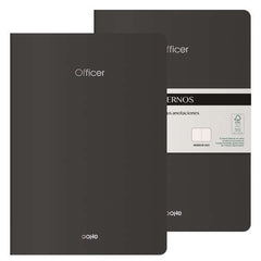 Dohe Officer Cuaderno Notebook A4 40 Hojas Lisas - Papel Ahuesado 90 g/m2 - Tapa en Cartulina 300g/m2 - Color Negro