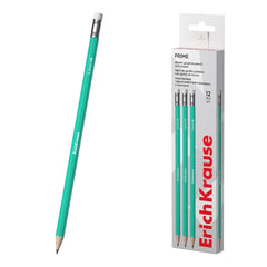 ErichKrause Prime Graphite Pencil with Eraser - 2.2mm HB Lead - Hexagonal Barrel - Plastic - Ergonomic Grip - Turquoise