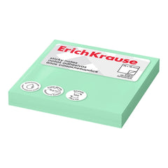 ErichKrause Bloc de 100 Notes Adhésives Repositionnables - Papier 75g/m2 - 75x75mm - Colle à Base d'Eau - Couleur Vert