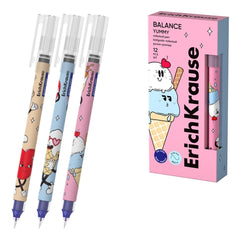 ErichKrause Balance Stick Yummy Capped Rollerball Pen - Assorted Designs - 0.35mm Line Width - Free-Ink System with Feed Regulator - Blue