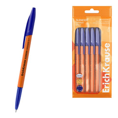 ErichKrause Slender Stick Orange Pack de 8 Boligrafos con Capuchon - Punta de Aguja 0.7mm - Cuerpo Opaco Naranja - Trazo 0.26mm - Tinta de Baja Viscosidad - Tapa Ventilada - Color Azul