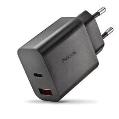 NGS ERA 20W Ultra-Fast GaN Wall Charger - 1 USB-C and 1 USB-A - Black
