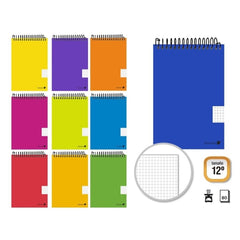 Golden Cuaderno Espiral Apaisado 80 Hojas 60grs Cuadricula 4x4 - Tamaño 12º - Colores Surtidos