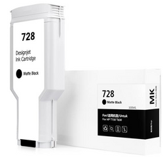Cartucho de tinta pigmentada genérico HP 728 preto fosco - substitui F9J68A/F9J64A/3WX25A