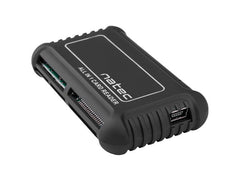 Natec Beetle Lector de Tarjetas All in One - SD/MMC (7 en 1), MS (3 en 1), MicroSD/T-Flash, M2, xD y CF - Recubrimiento de Goma - Color Negro