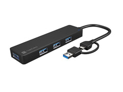 Natec Mayfly Hub USB-C - 4 Puertos USB 3.0 - Adaptador USB-C a USB-A - Color Negro