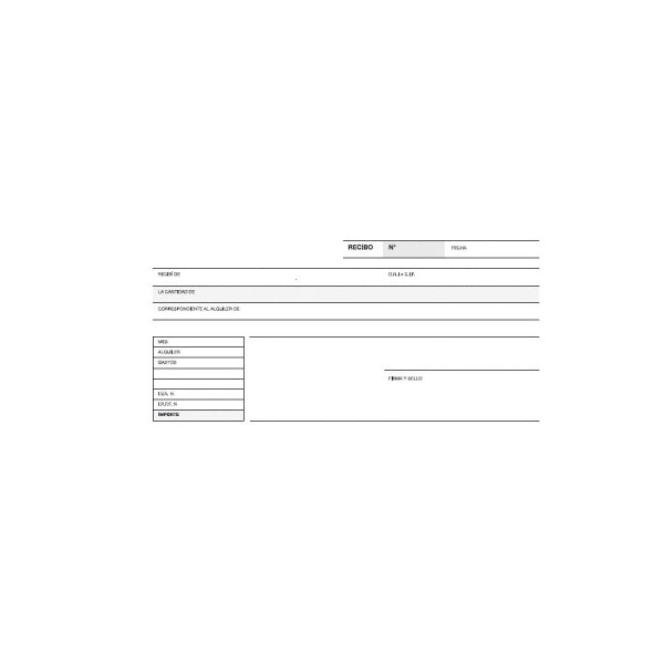 Apli Talonario de Recibos Apaisado con IVA - Modelo A-52 - Papel Litos Especial - Microperforado - Gramaje 60 g/m�