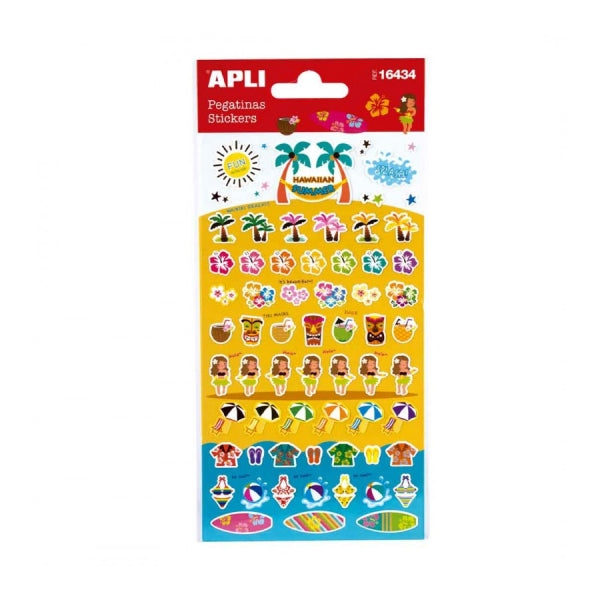 Apli Bolsa de Pegatinas de Hawai - Acabado Mate - Adhesivo Permanente - Fomenta Creatividad y Psicomotricidad en Ni�os