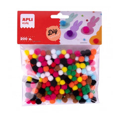 Apli Pack de 200 Mini Pompones de �~ 8mm - Ideal para Manualidades Escolares y Talleres Infantiles - Estimula la Imaginacion y Creatividad Infantil - Colores Surtidos