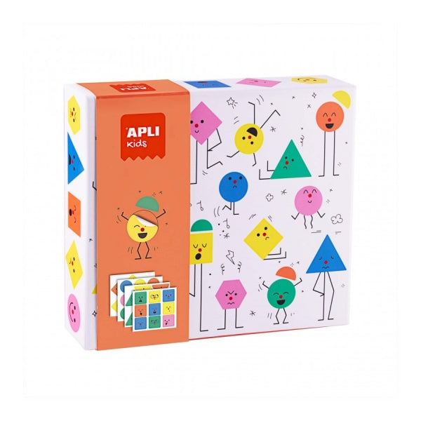 Apli Juegos de Gomets Geometricos Emociones - Didactico - Removibles - Incluye Laminas y Ejemplos - Estimula Psicomotricidad y Pensamiento Matematico - Recomendado desde 3 A�os