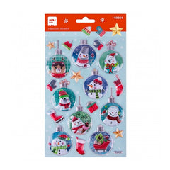 Apli Bolsa con 20 Pegatinas Navide�as Bola Mu�eco de Nieve - Adhesivo Permanente - Dise�os Surtidos - Ideal para Decorar Regalos y Tarjetas