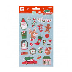 Apli Bolsa con 22 Pegatinas Navide�as Reno - Adhesivo Permanente - Dise�os Surtidos - Ideal para Decorar Regalos y Tarjetas