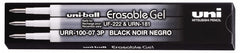 Uni-ball UF-220 Pack de 3 Recambios de Gel Borrable URR-100-07 - Punta 0.7mm - Color Negro