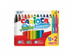 Carioca Pacote Jumbo de 12 Marcadores + 2 Grátis - Ponta 6mm - Super Lavável - Cores Sortidas
